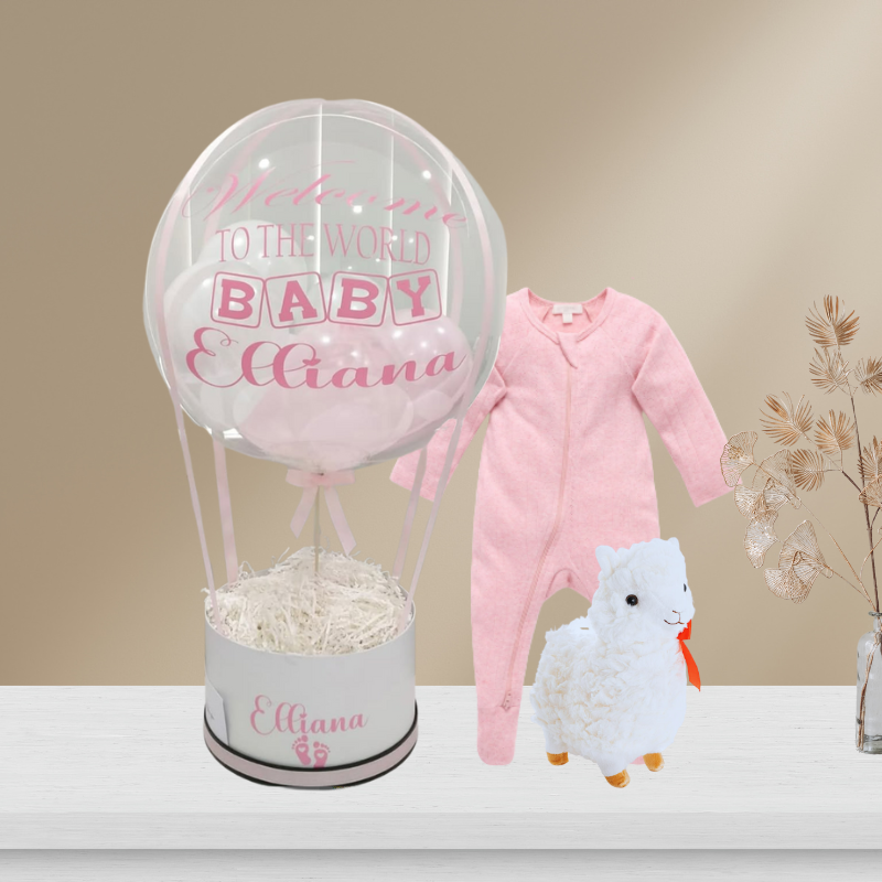 Llama Plush Toy and Romper Balloon Box